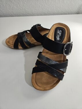 Sofft Black Multi-Strap Buckle Slide Sandals